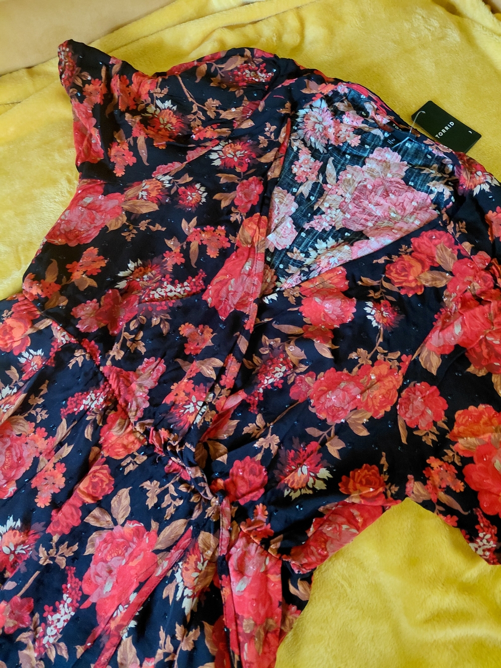 Torrid Floral Midi Swiss Dot Surplice Dress 2X NWT - Picture 3 of 7